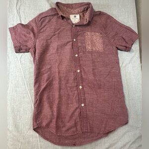On the Byas Burgundy Short Sleeve Button Down Shirt